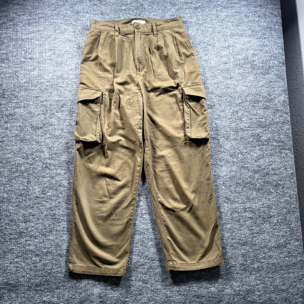 Forever 21 Mens Brown Cargo Pants Straight Leg Pleated Utility Trousers Size M